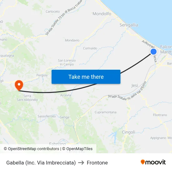 Gabella (Via Imbrecciata Junction) to Frontone map