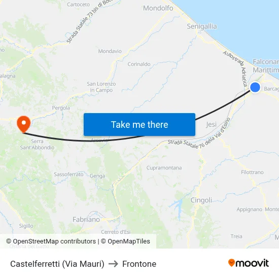 Castelferretti (Via Mauri) to Frontone map