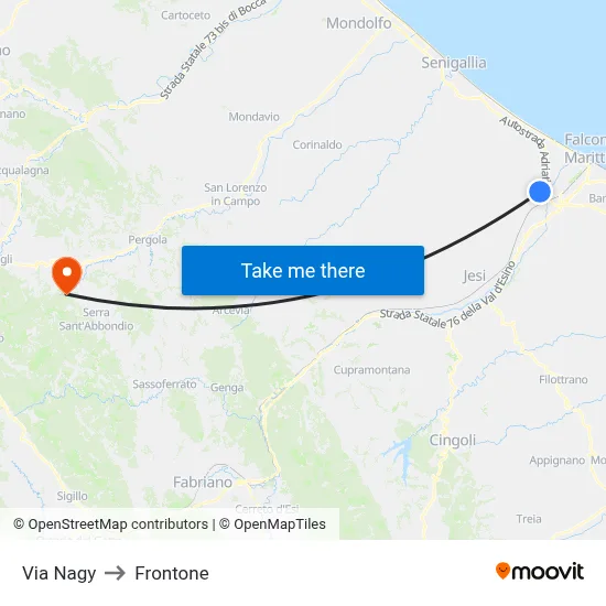 Nagy Street to Frontone map