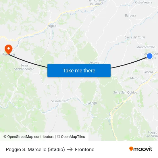 Poggio S. Marcello (Stadium) to Frontone map