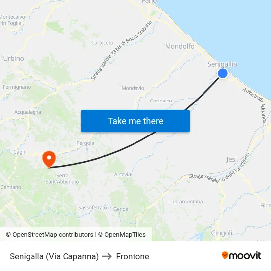 Senigallia (Via Capanna) to Frontone map