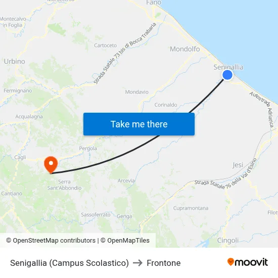 Senigallia (School Campus) to Frontone map