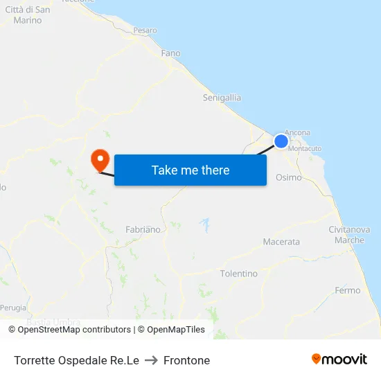 Torrette Hospital Return to Frontone map