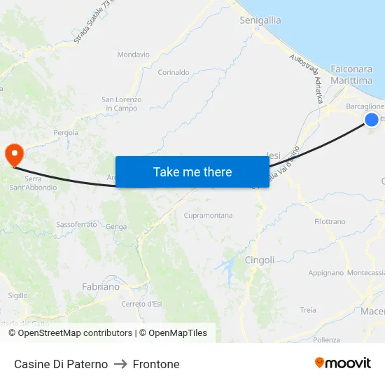Casine Di Paterno to Frontone map