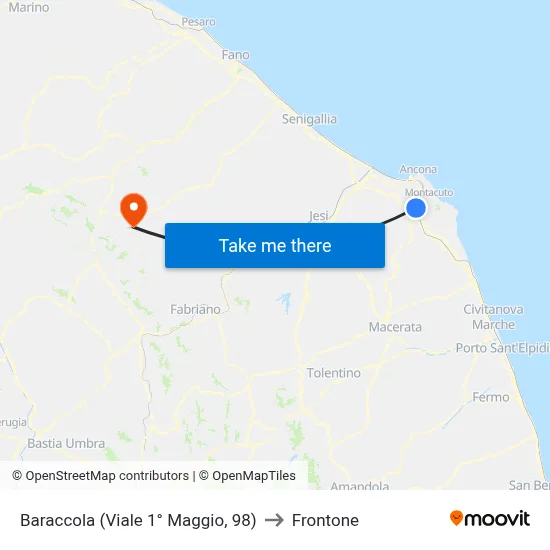 Baraccola (1st May Avenue, 98) to Frontone map