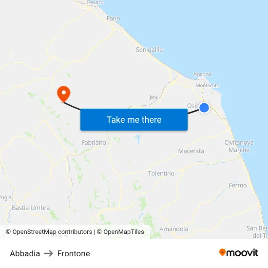 Abbadia to Frontone map