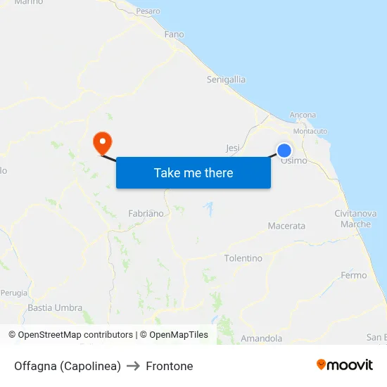 Offagna (Terminal) to Frontone map