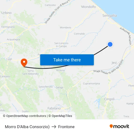Morro D'Alba Consortium to Frontone map