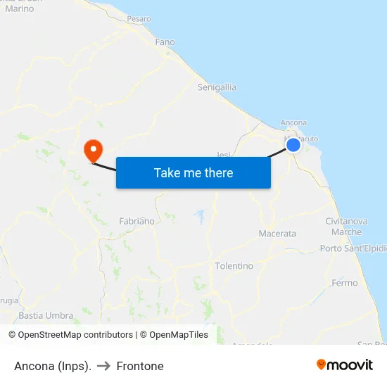Ancona (INPS) to Frontone map