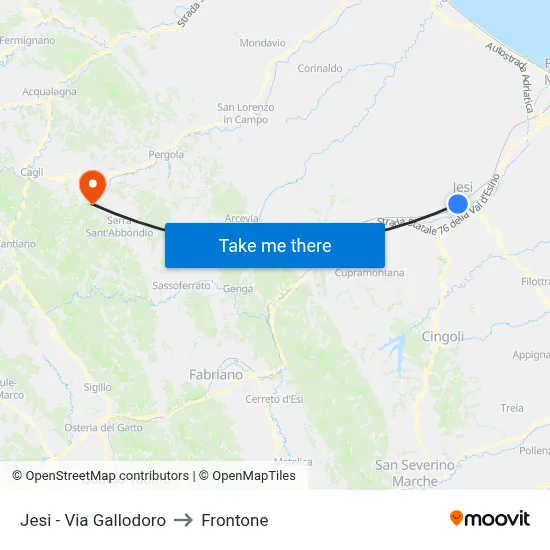 Jesi - Gallodoro Street to Frontone map