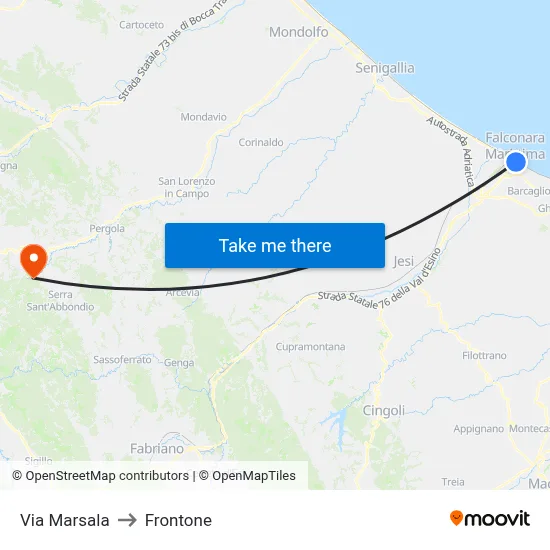 Marsala Street to Frontone map