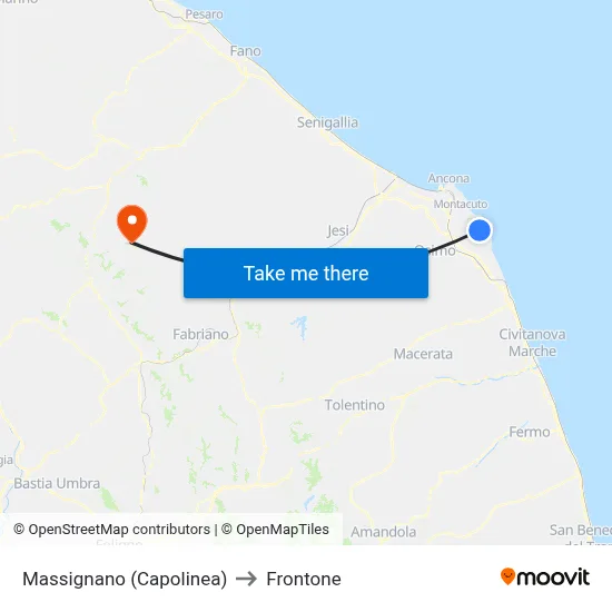 Massignano (Terminal) to Frontone map