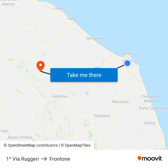 1st Ruggeri Street to Frontone map
