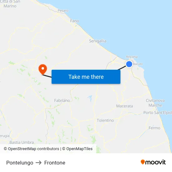 Pontelungo to Frontone map
