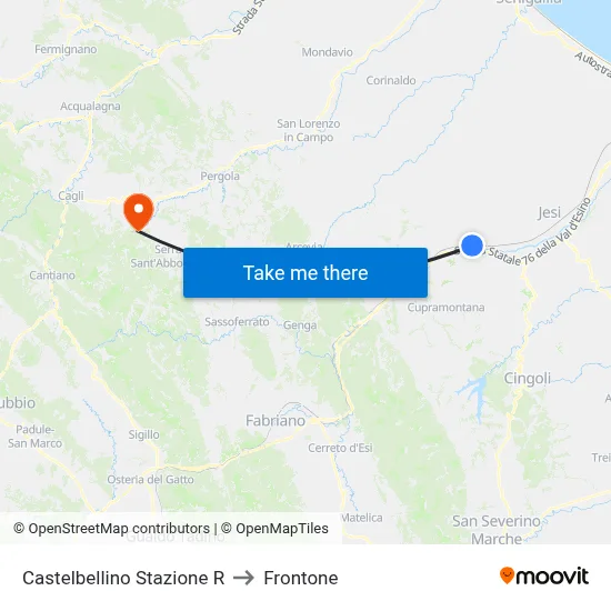 Castelbellino Station R to Frontone map
