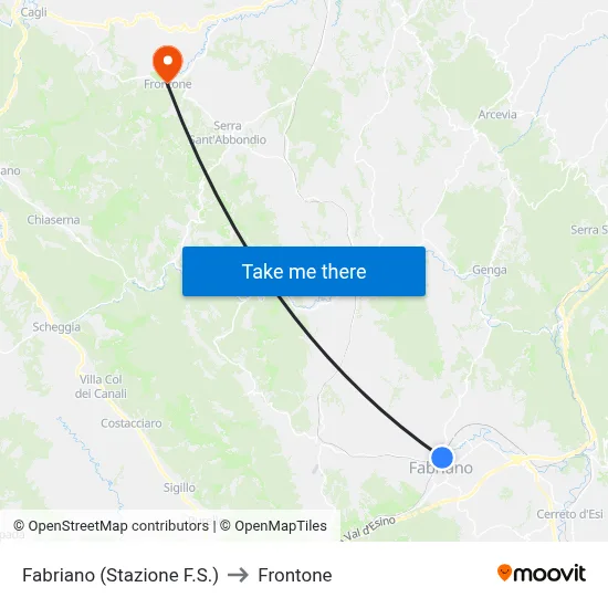 Fabriano (Railway Station) to Frontone map
