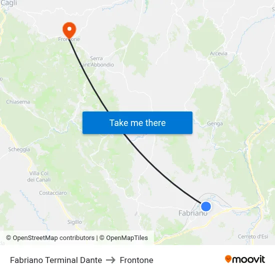 Fabriano - Dante Terminal to Frontone map