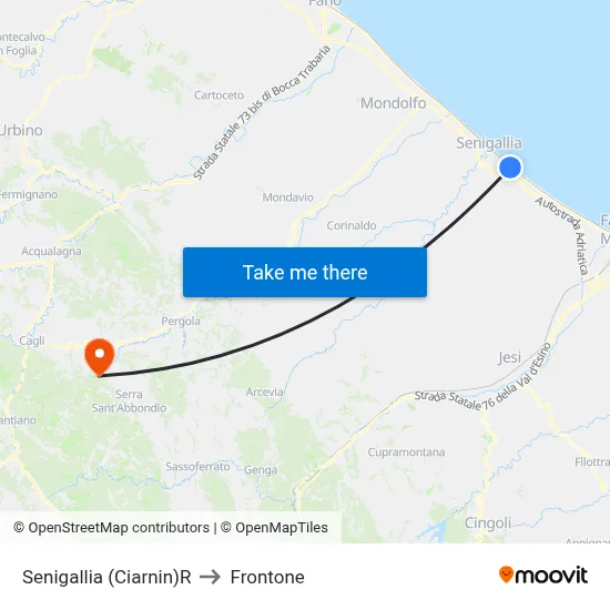 Senigallia (Ciarnin) R to Frontone map