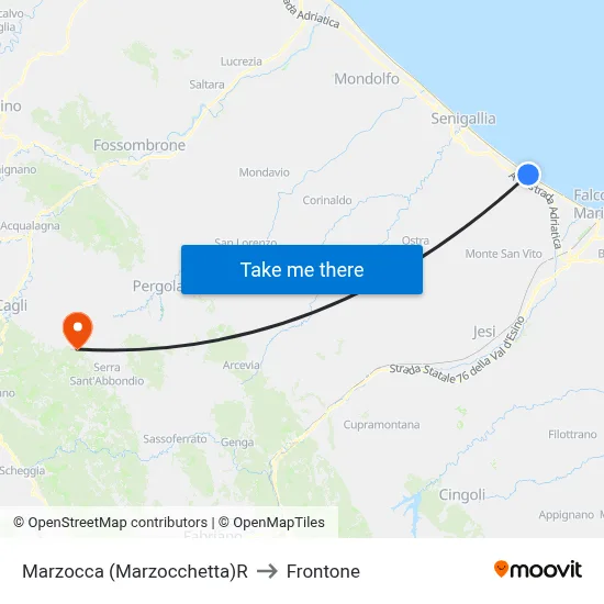 Marzocca (Marzocchetta)R to Frontone map