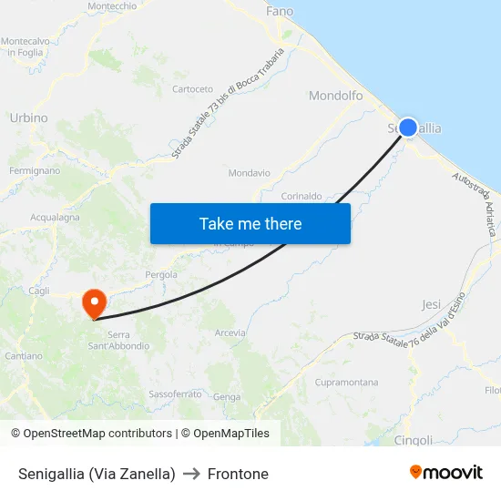 Senigallia (Zanella Street) to Frontone map
