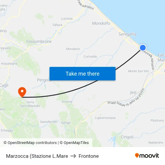 Marzocca (Station Seafront) to Frontone map