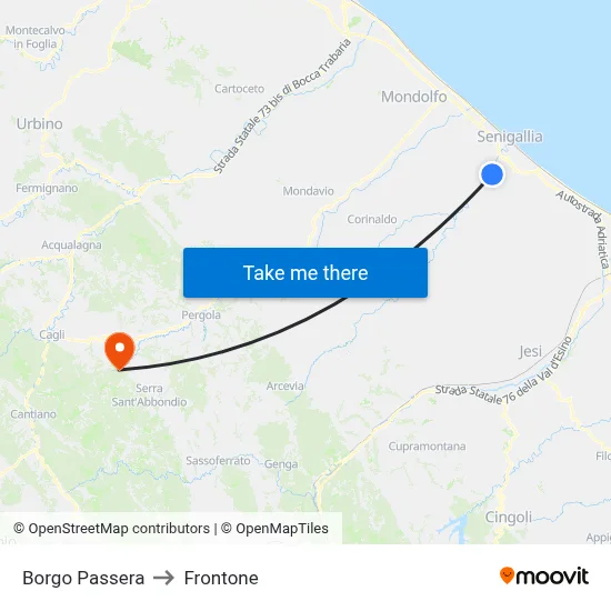 Borgo Passera to Frontone map