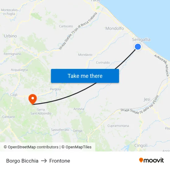 Borgo Bicchia to Frontone map