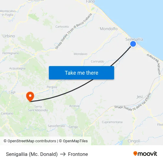 Senigallia (McDonald's) to Frontone map