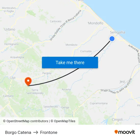 Catena Neighborhood to Frontone map