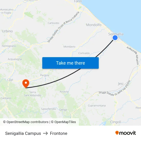 Senigallia Campus to Frontone map