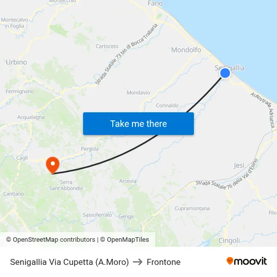 Senigallia Via Cupetta (A.Moro) to Frontone map