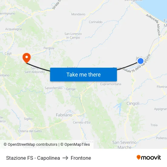 Railway Station - Terminal to Frontone map