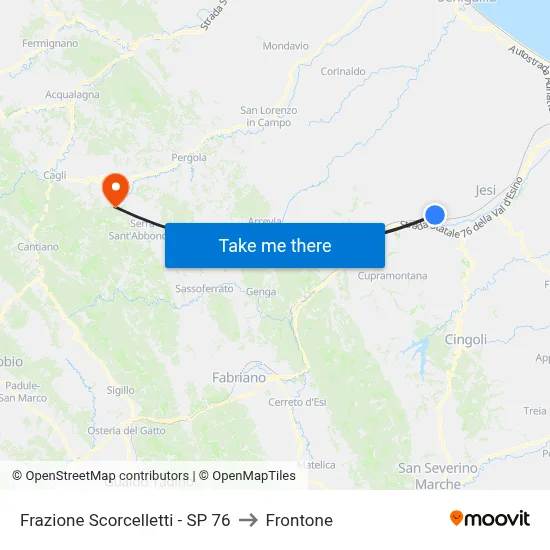 Scorcelletti District - SP 76 to Frontone map