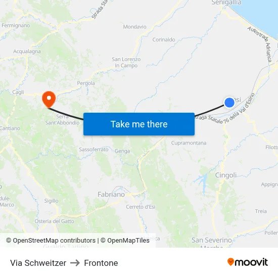 Schweitzer Street to Frontone map