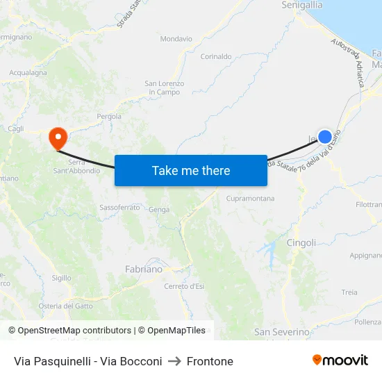 Pasquinelli Street - Bocconi Street to Frontone map
