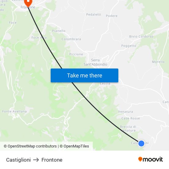 Castiglioni to Frontone map