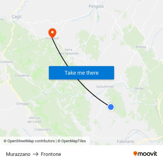 Murazzano to Frontone map