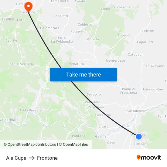 Aia Cupa to Frontone map