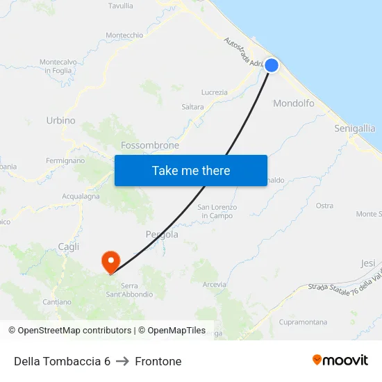 Della Tombaccia 6 to Frontone map