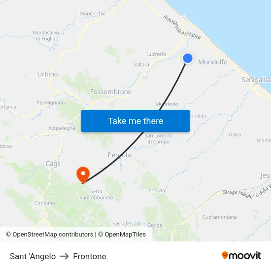 Sant 'Angelo to Frontone map