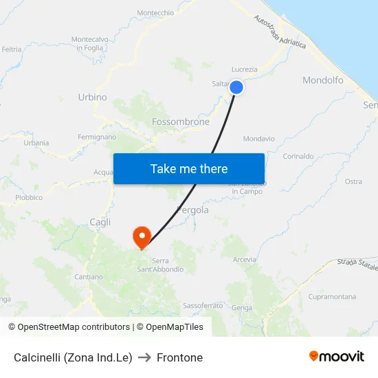 Calcinelli (Industrial Zone) to Frontone map