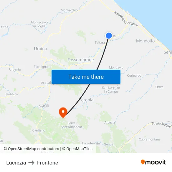 Lucrezia to Frontone map