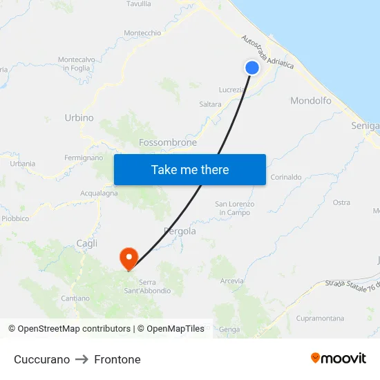 Cuccurano to Frontone map