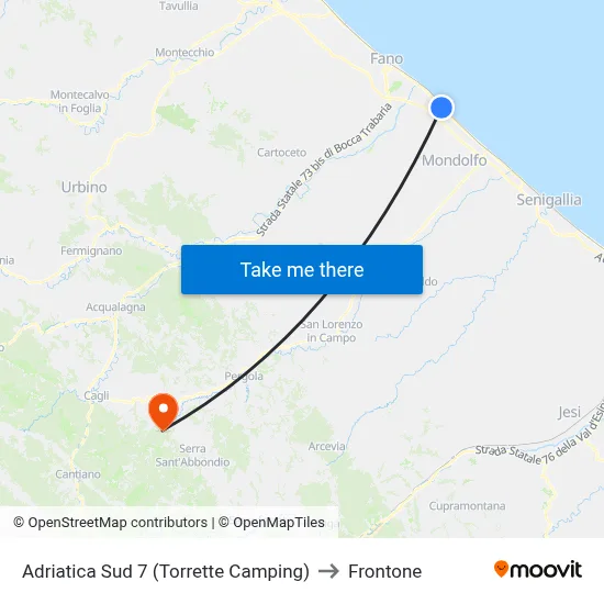 South Adriatic 7 (Torrette Camping) to Frontone map