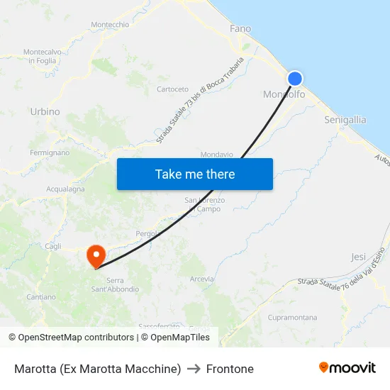 Marotta (Former Marotta Machines) to Frontone map