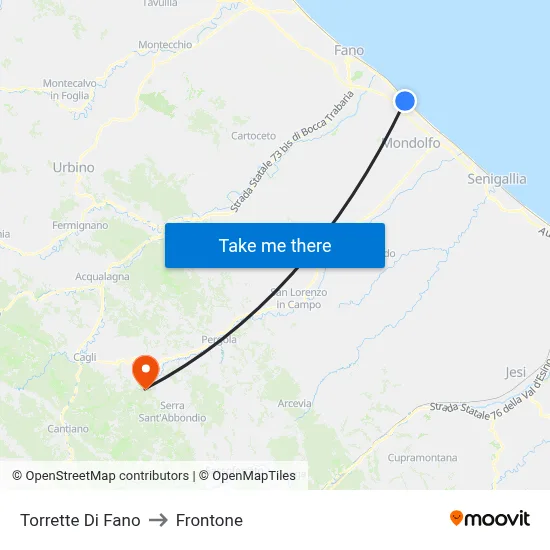 Torrette Di Fano to Frontone map