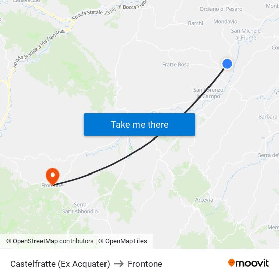 Castelfratte (Ex Acquater) to Frontone map