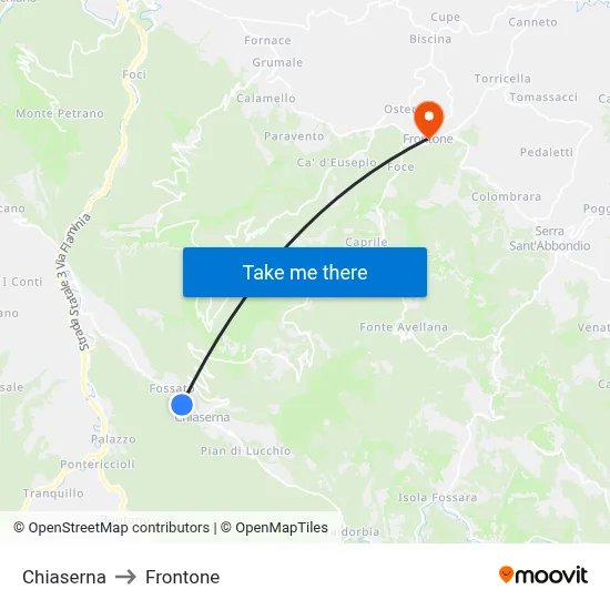 Chiaserna to Frontone map