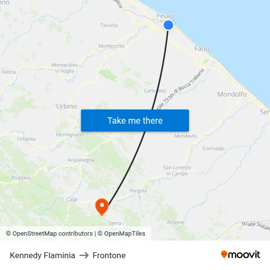 Kennedy Flaminia to Frontone map