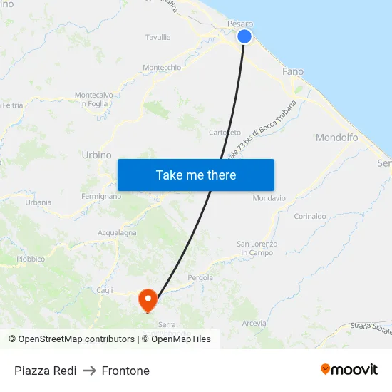 Piazza Redi to Frontone map